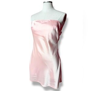 PRINCESS POLLY Shaya Pink Satin Strapless Tie Back Mini Dress